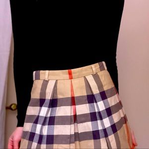 Girls Beige Burberry Mini Pleated Skirt